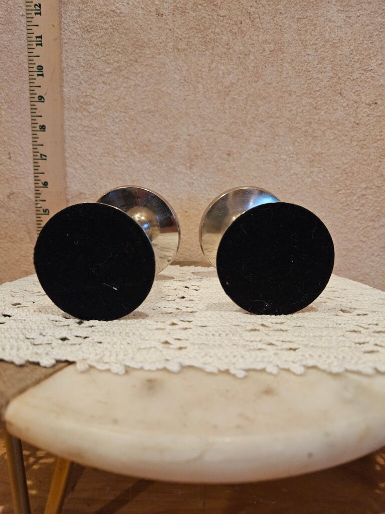 Pair of Silver Pillar Candle Holders Set Elegant tableware