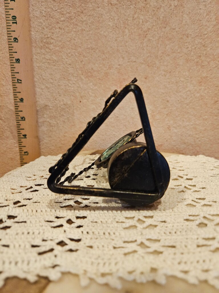 Vintage Beveled Glass & Rustic iron celestial Sun Candle Holder Gothic Tarot whimsical witch altar