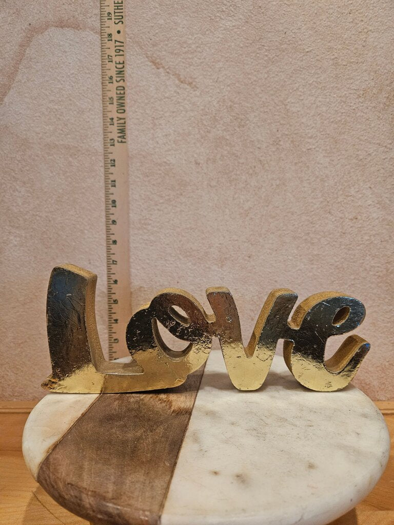 Gold wooden word Love Decorative Accent Valentine holiday romance elegance