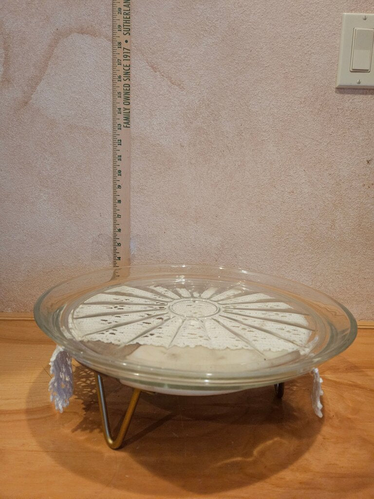Vintage Glass Cake Plate Serving Platter