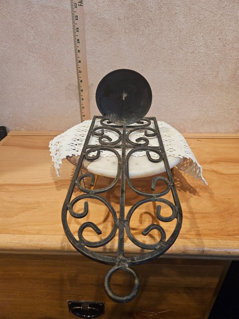 Vintage Ornate Metal Hanging Black Wrought-Iron Wall Sconce Pillar Candle Holders
