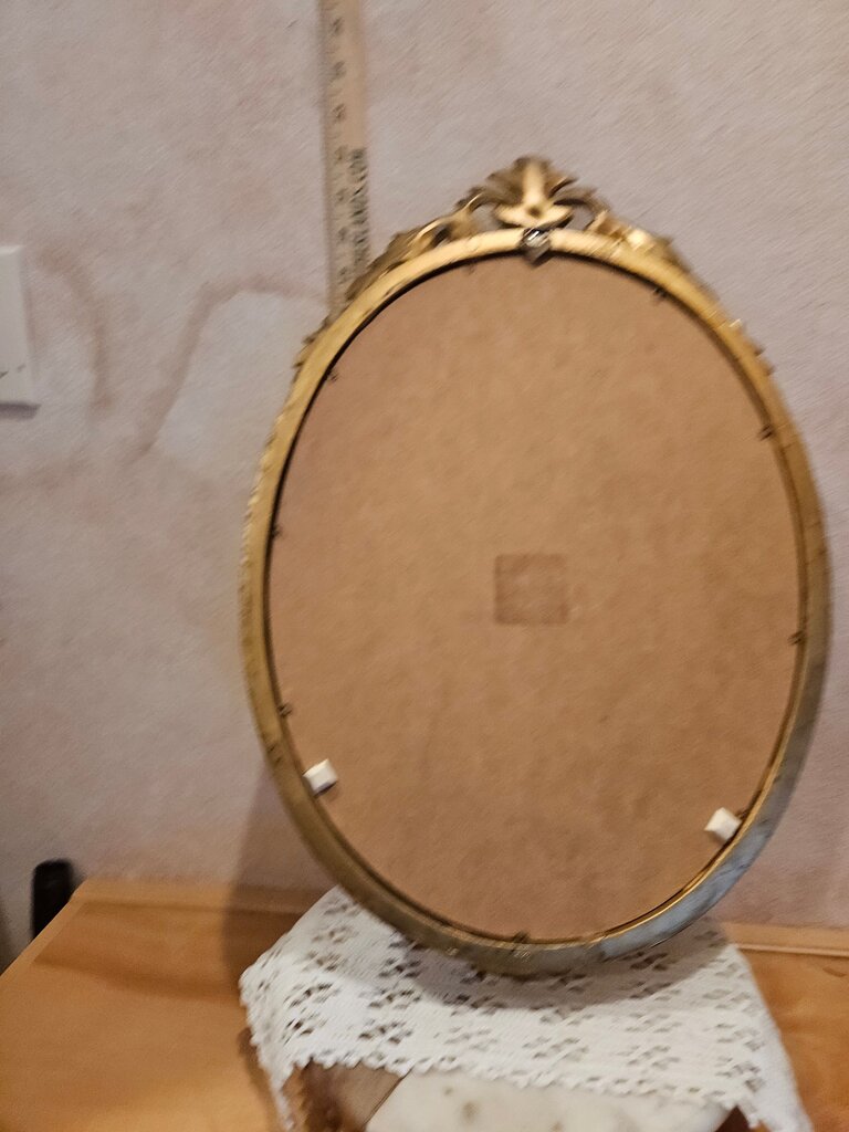 VTG French Louis XVI Style Rococo Gold Wall Mantle Neoclassical Giltwood Mirror Italianate oval 1960s Italy