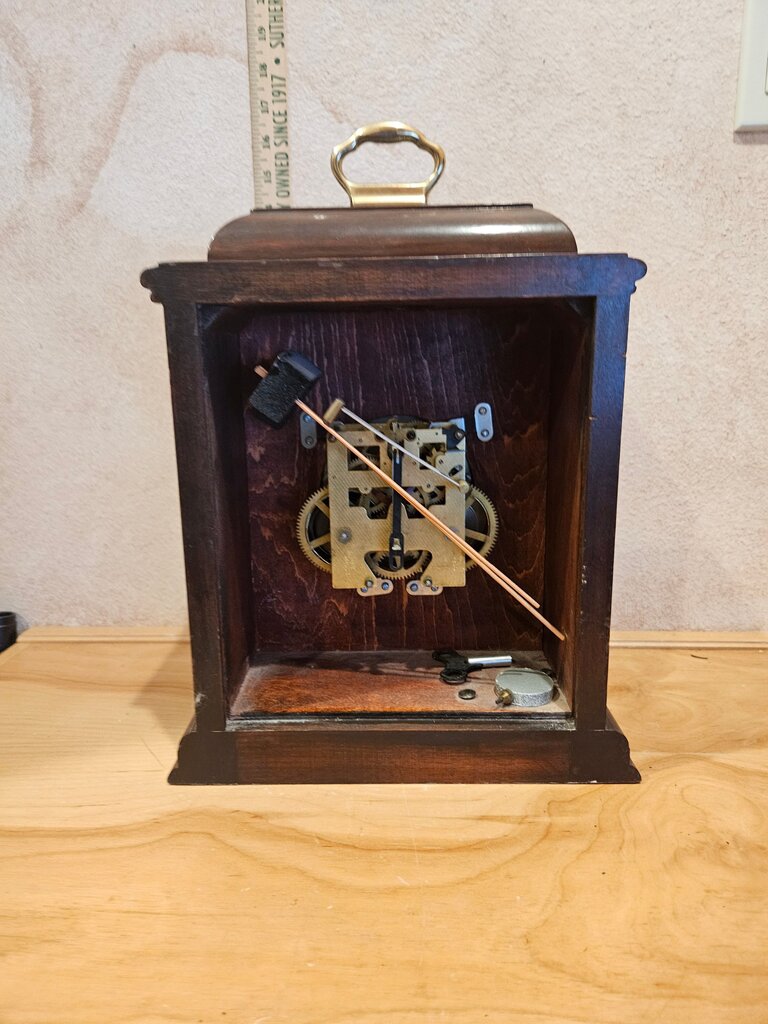 Vintage Sligh Mantle Clock Wooden Carriage Ornate Silver/Gold Dial, Wooden Finish, German Movement