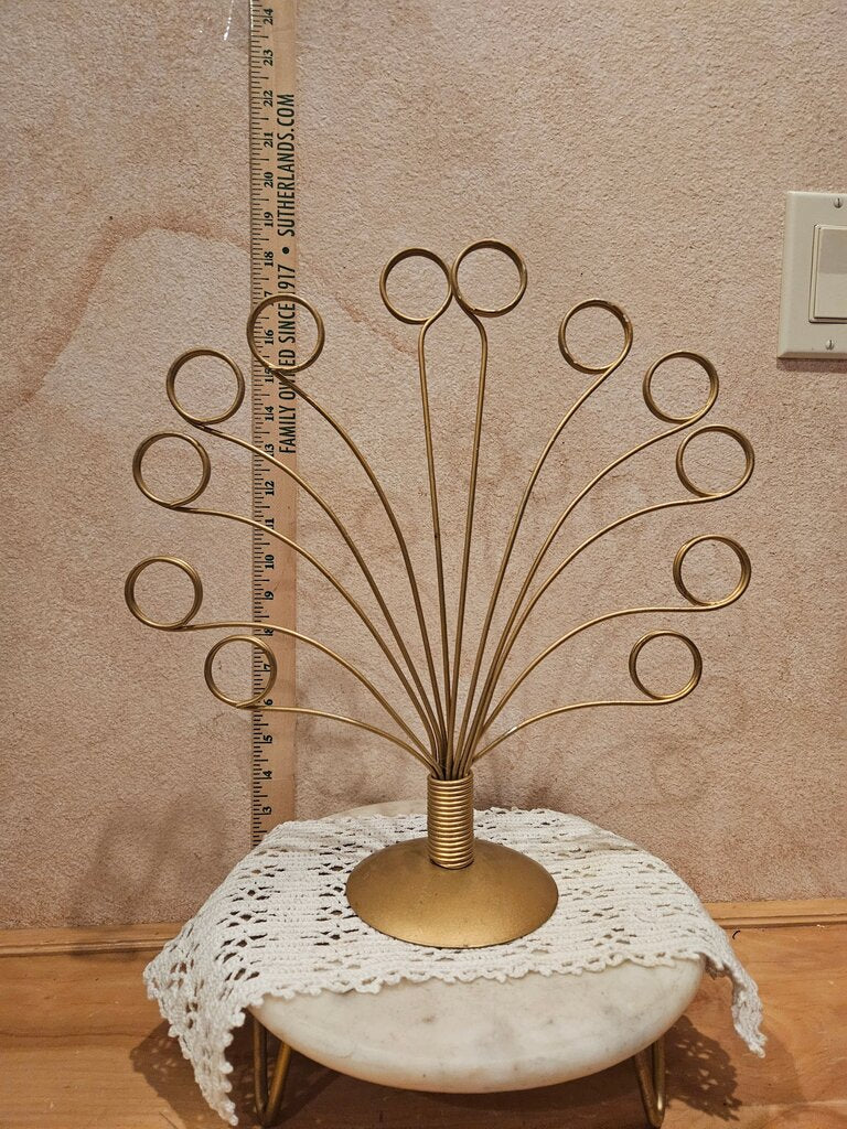 Vintage MCM Vintage Gilded Gold Tone Metal Photo, Postcard, Business Card or Recipe Holder Display Wire Photo Display Stand Desk Hollywood Regency organizer