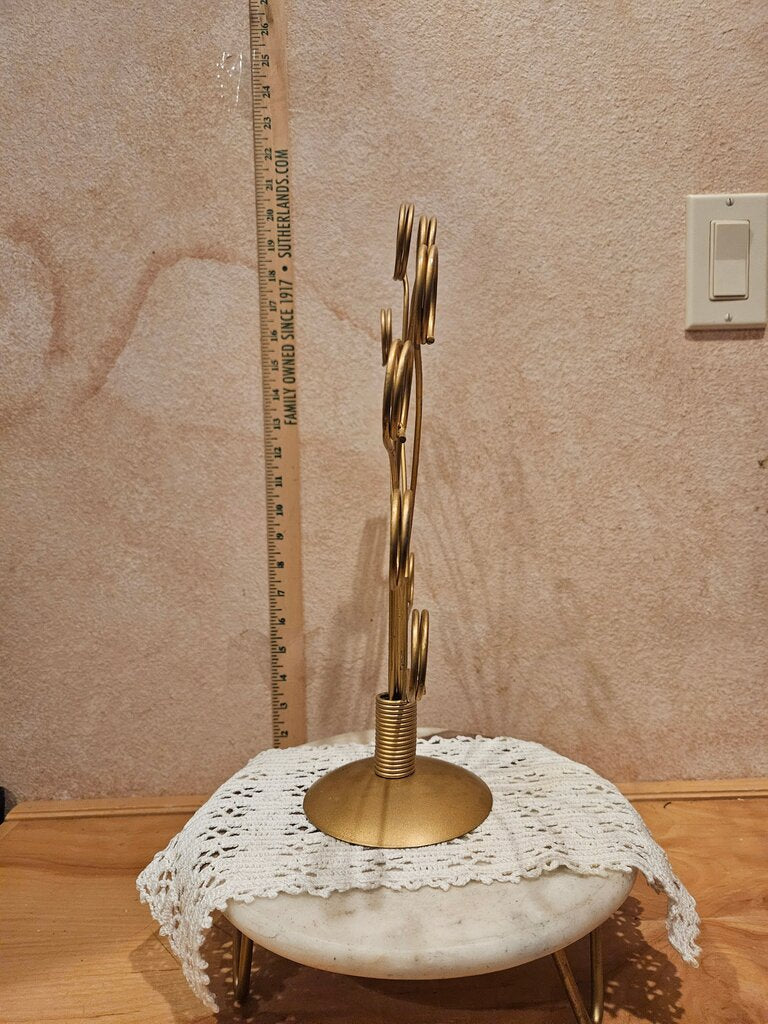 Vintage MCM Vintage Gilded Gold Tone Metal Photo, Postcard, Business Card or Recipe Holder Display Wire Photo Display Stand Desk Hollywood Regency organizer
