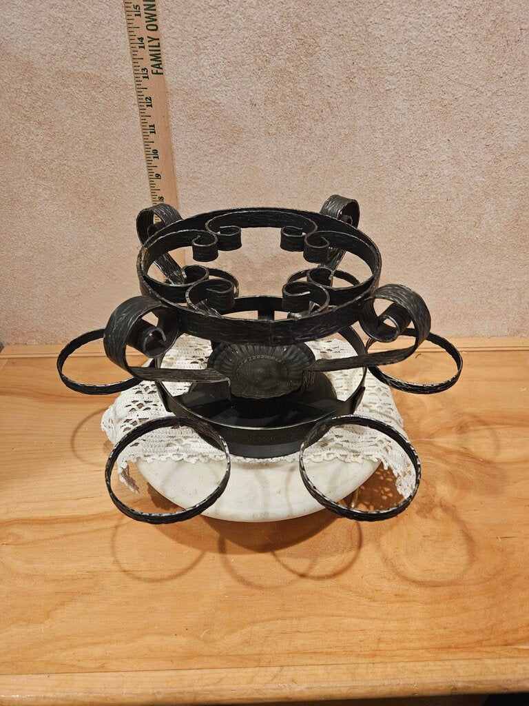 Amazing MCM french Brutalist Iron food warmer / fondue pot, condiment spinner Buffet Serving Rack