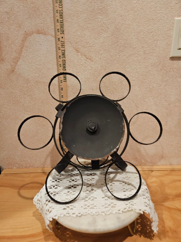 Amazing MCM french Brutalist Iron food warmer / fondue pot, condiment spinner Buffet Serving Rack