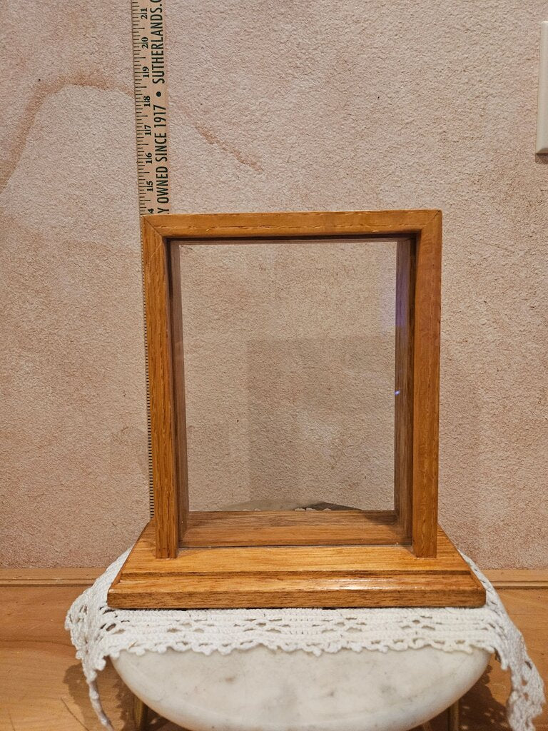 Vintage Walnut? Hard Wood Wooden Poster/Paper Glass encased Plaque Picture for Document Advertisement Sign Display