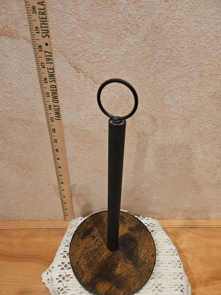 Rustic Paper Towel Holder Countertop w Heavy Duty Wood Base, Farmhouse Country Chic Decor