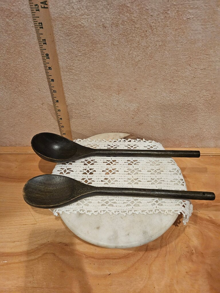 Wooden Dark Stained Lightweight Wood Serving or cooking Spoons for farmhouse decor purpose only