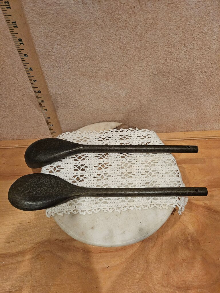 Wooden Dark Stained Lightweight Wood Serving or cooking Spoons for farmhouse decor purpose only