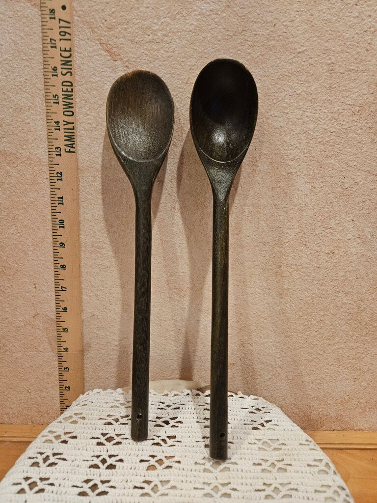 Wooden Dark Stained Lightweight Wood Serving or cooking Spoons for farmhouse decor purpose only