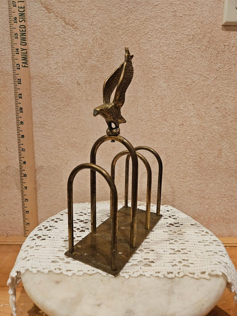 Vintage MCM Solid Brass Federal Eagle Letter /Mail /Napkin Holder Brass Letter Desk Bookshelf Organizer Patriotic Symbol Rare