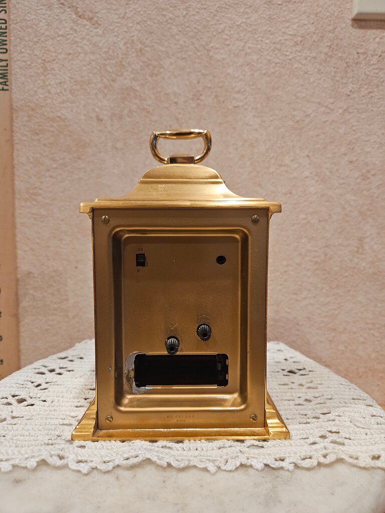 Vintage Gold Gilt Mantel Carriage Clock w Luminous Dial linden Quartz Movement Fine Art Timepiece Tempus Fugit Rhythm Table Clock