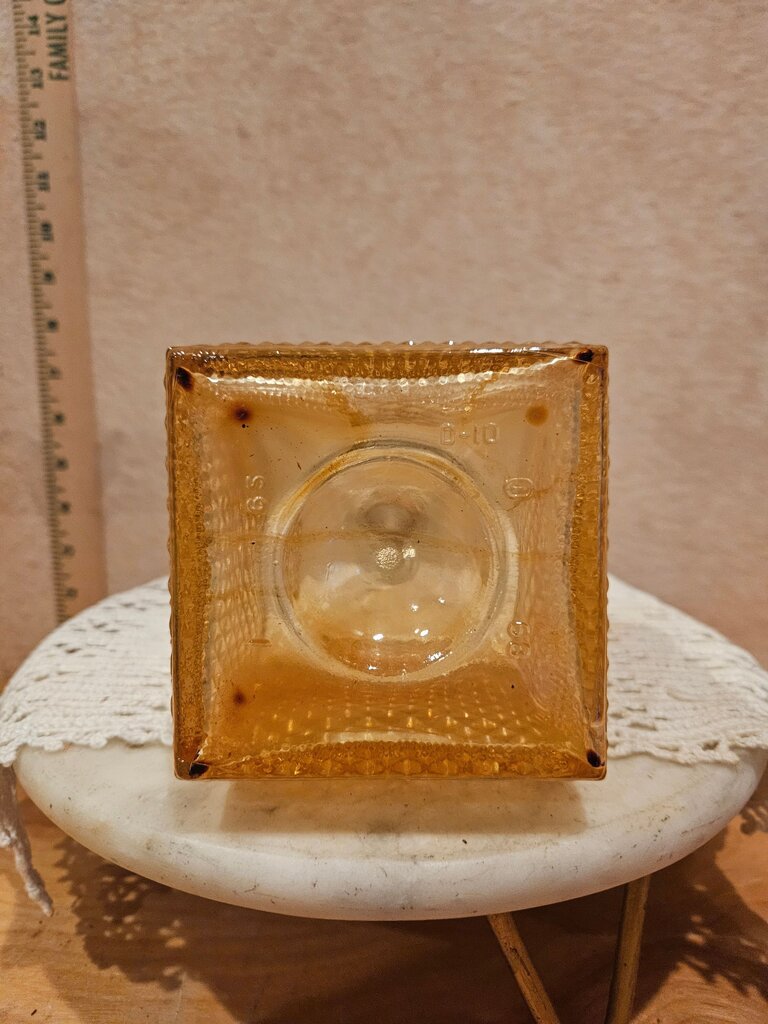 1960's Old Forester Marigold Peach / Light Amber Carnival Diamond Cut Glass Bar Cart Decor, Bourbon Whiskey Vodka Decanter barware tableware