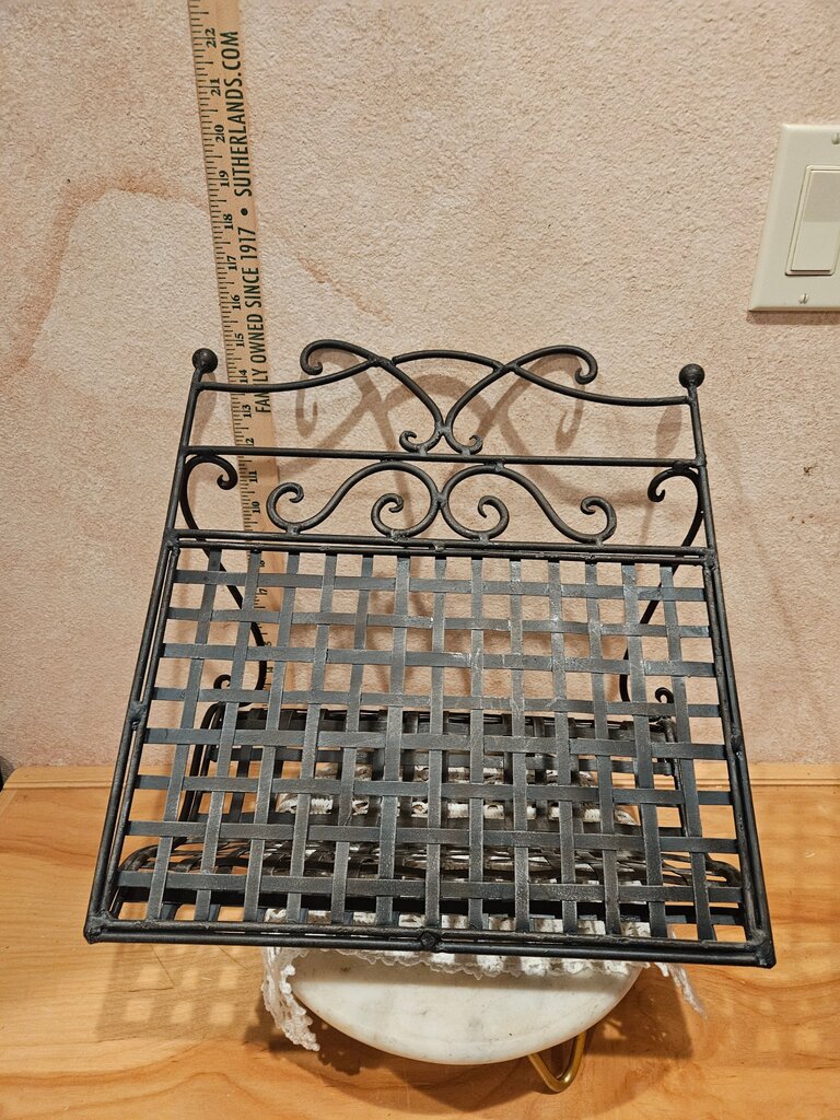 MCM Black Metal Mail Magazine Records Book Foyer Rack Organizer deep Basket vanity towel holder