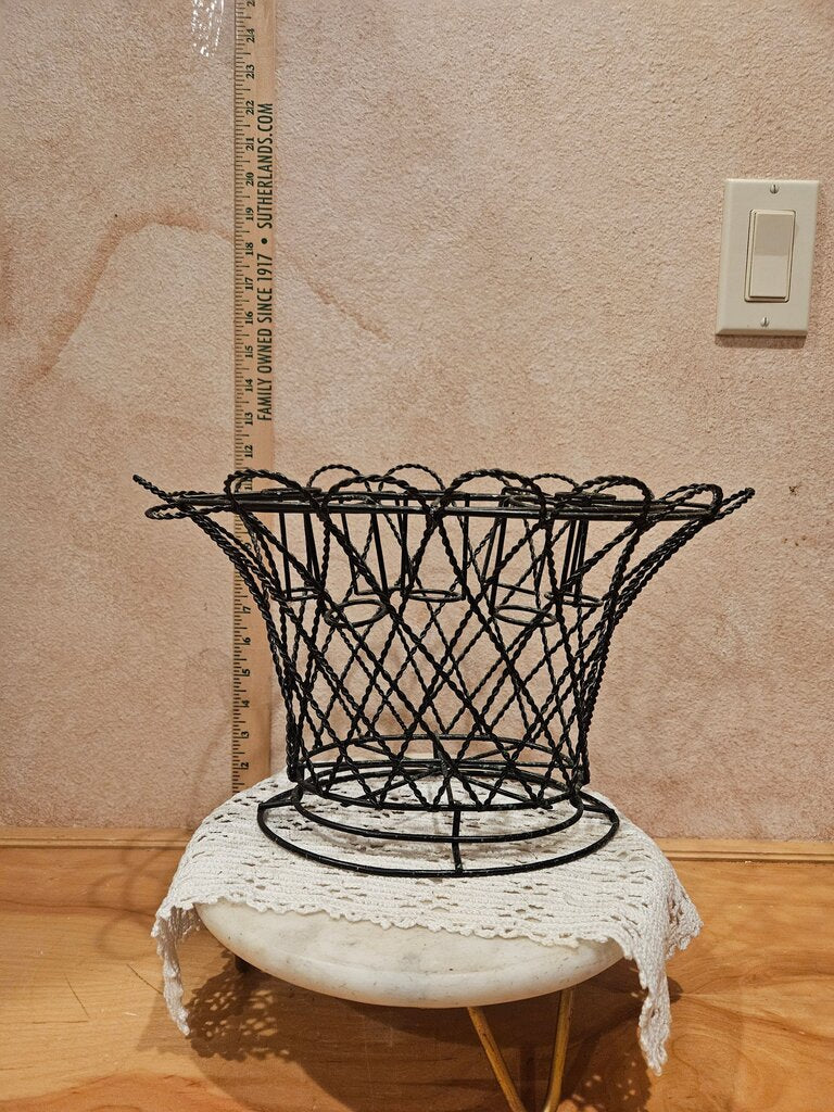 Vintage Unique French Style Wire Basket Urn Garden Flower Frog Basket or add glass inserts for candles