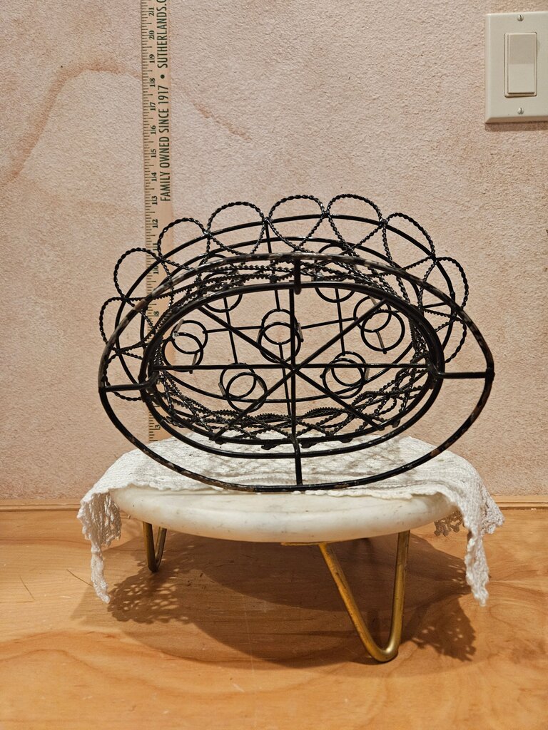 Vintage Unique French Style Wire Basket Urn Garden Flower Frog Basket or add glass inserts for candles