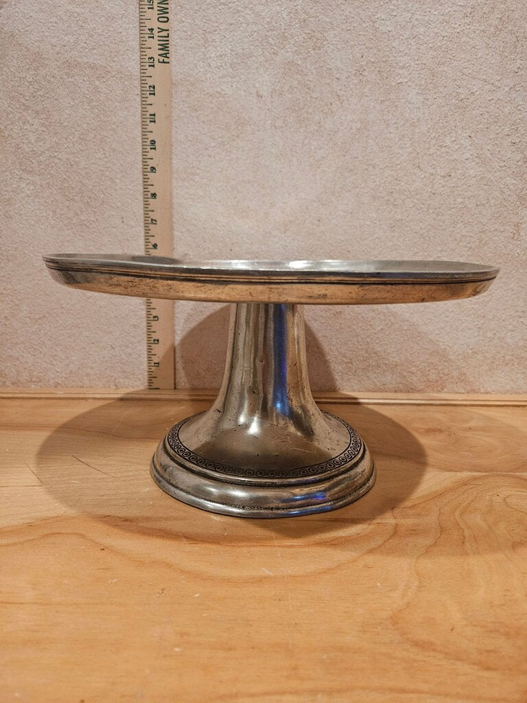 Vintage Unique Rare Classic Cast Aluminum Embossed Pattern Pedestal Cake Stand, cloche riser base, Table centerpiece vignette, Stunning w debt