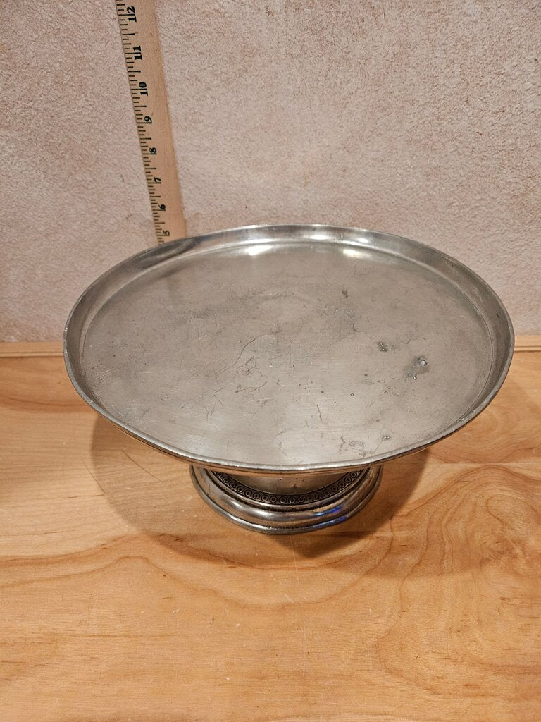 Vintage Unique Rare Classic Cast Aluminum Embossed Pattern Pedestal Cake Stand, cloche riser base, Table centerpiece vignette, Stunning w debt