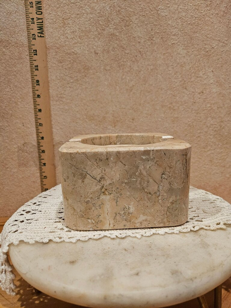 Marble Square Holder Drink Art Heavy Beverage Cigar Coaster Holder w coasters barware tableware Grannycore Cottage Granny Country Core