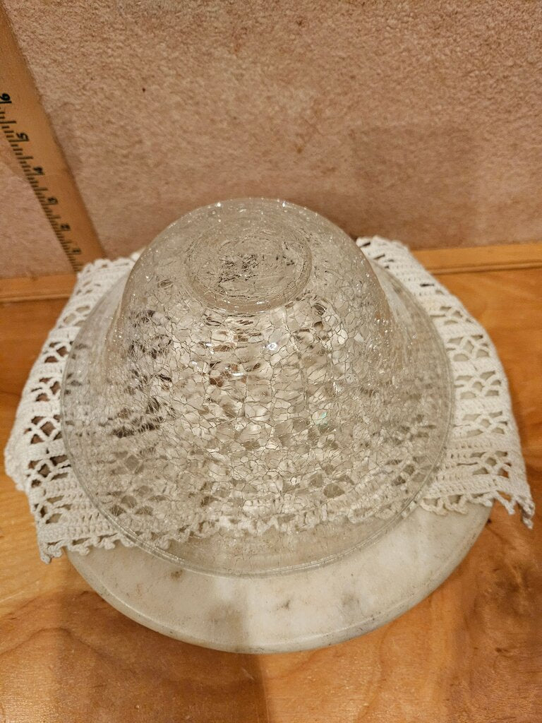 Crackle Vintage Clear Glass Bowl w Bullicante Bubbles & Smooth Bottom seashell /trinket / fruit bowl display