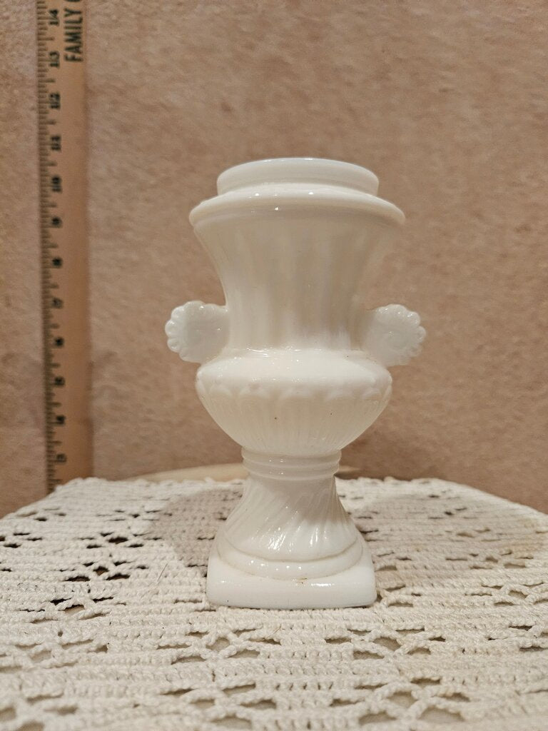 Vintage Avon Small Milk Glass Grecian Vase URN Double Two Handled Decanter Wedding Deco