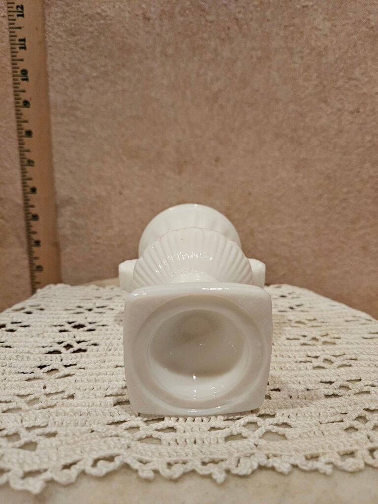 Vintage Avon Small Milk Glass Grecian Vase URN Double Two Handled Decanter Wedding Deco