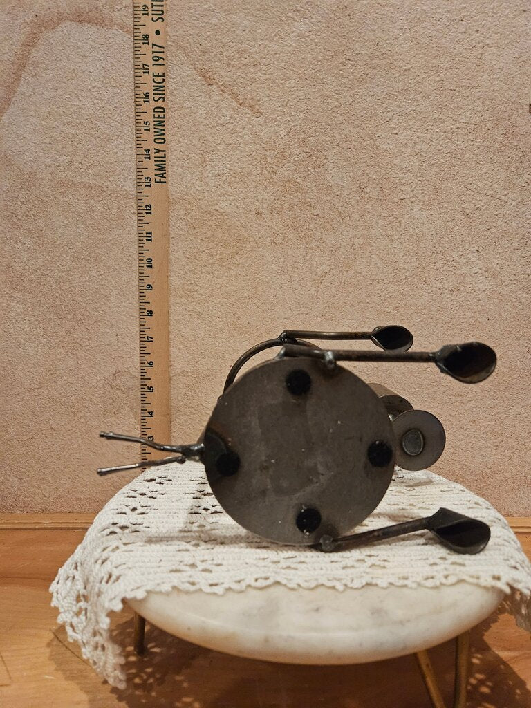 Junkyard Brutalist Dog Folk Art Metal Wine Spirits Bottle Topper & Bottle Holder Handmade /Decorative Metal Candle Holder