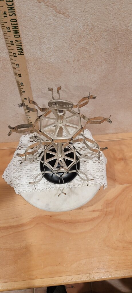 Vintage 2 tier Desk Rotating Rubber Stamp Carousel Rubber Stamp Stand Antique Metal Stand