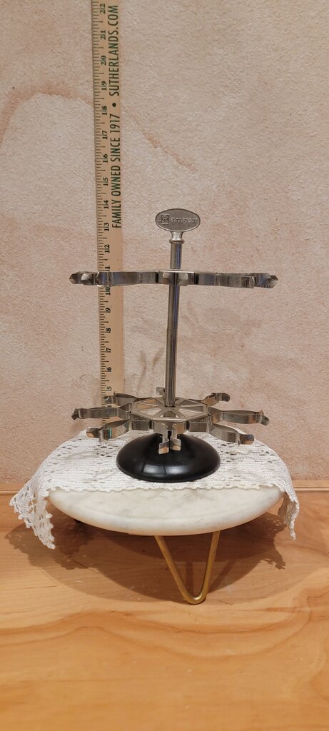 Vintage 2 tier Desk Rotating Rubber Stamp Carousel Rubber Stamp Stand Antique Metal Stand