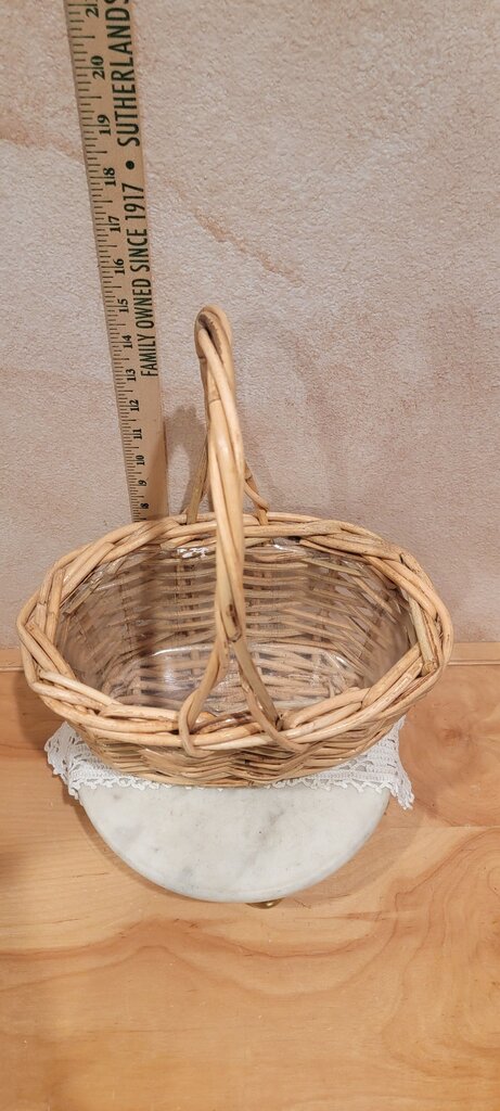 Vintage French Style Boho Chic Coastal Natural Woven Gathering Wicker Easter Farmhouse Handled Foraging Basket Farmhouse Country Chic