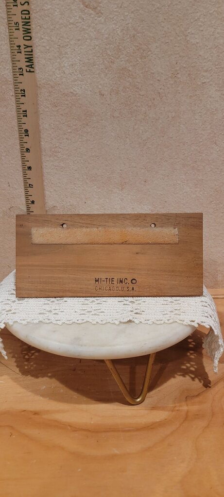 Vintage Wood Tie Rack with Metal Clips
