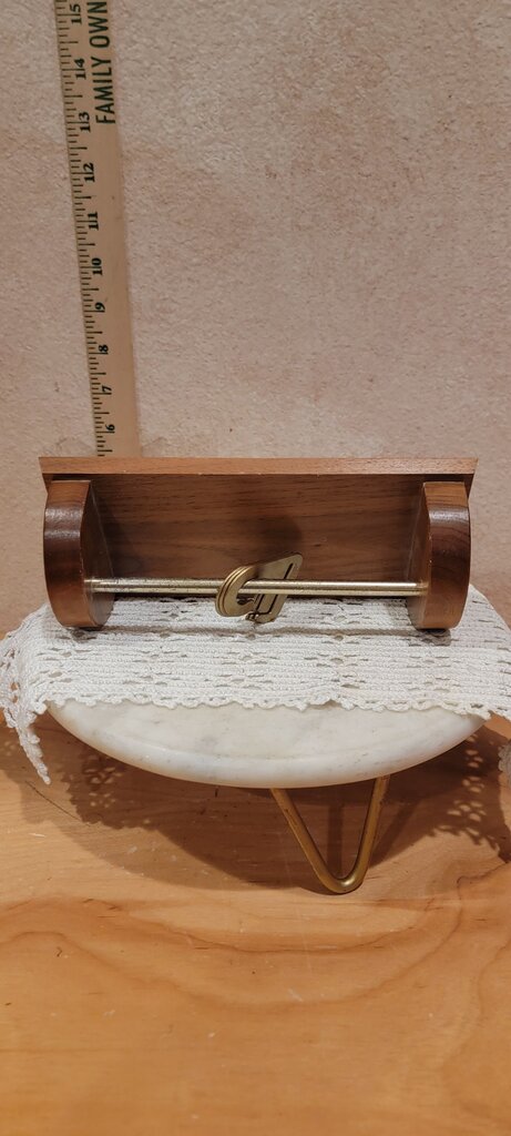 Vintage Wood Tie Rack with Metal Clips