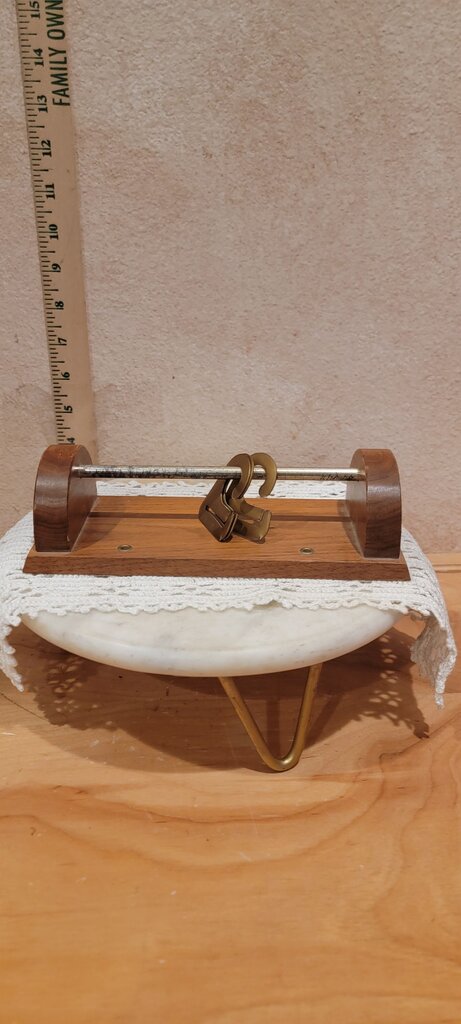 Vintage Wood Tie Rack with Metal Clips