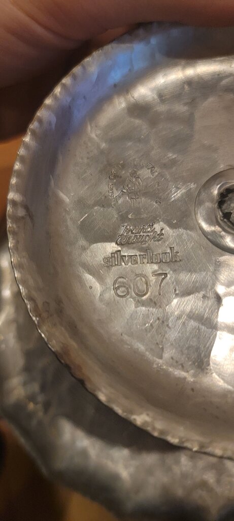 VIntage Compote Bowl or Dish Aluminum Hand Wrought Silverlook Centerpiece Pedestal Cake Stand Cloche riser