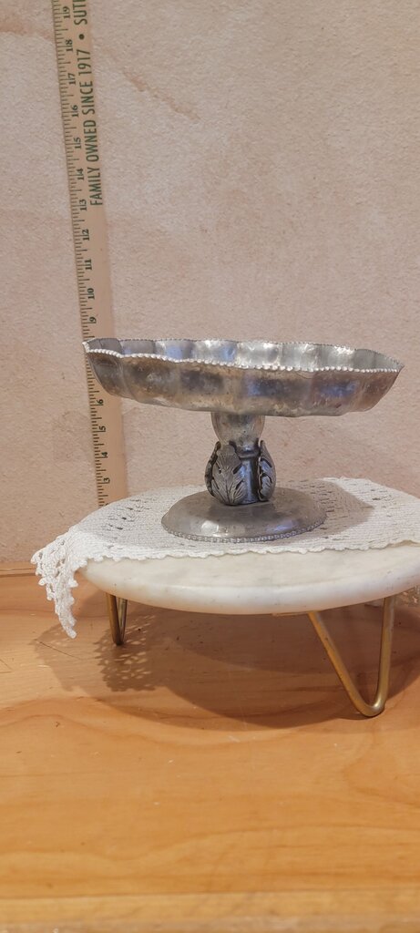 VIntage Compote Bowl or Dish Aluminum Hand Wrought Silverlook Centerpiece Pedestal Cake Stand Cloche riser