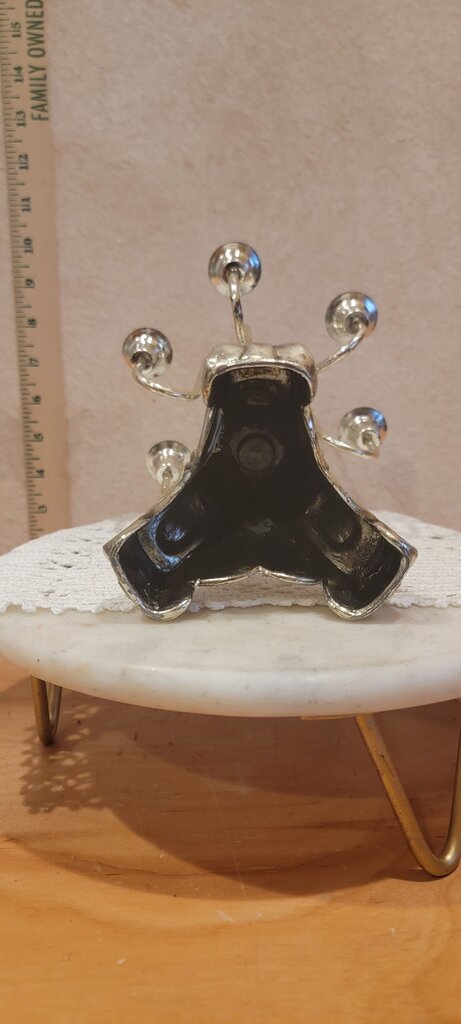 Vintage 9.75" Table Top Metal Silver Painted 6 Light CANDELABRAS Candle Holder