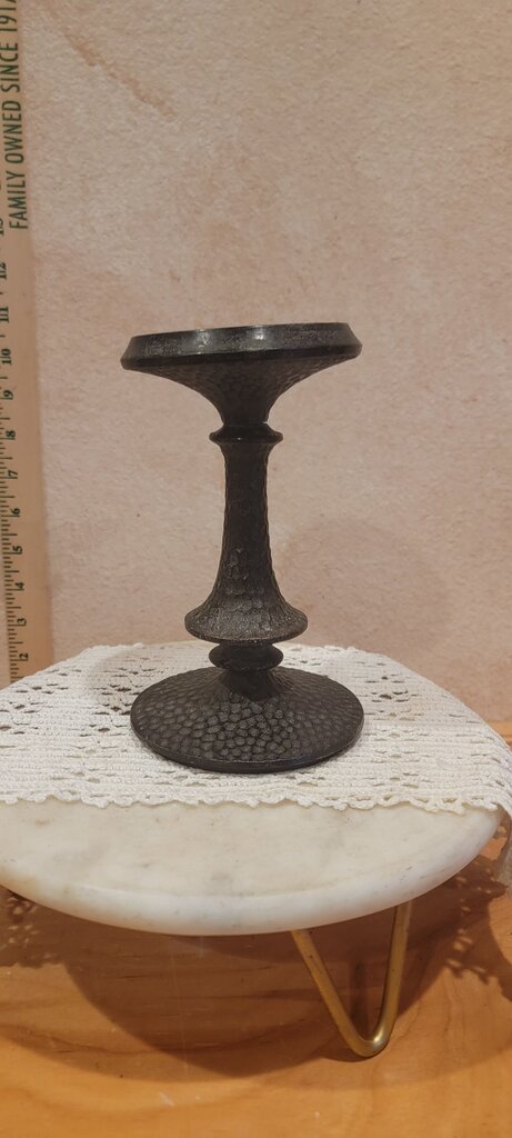 Pottery Barn Seville Pillar Candle Holder Hammered Bronze 9" Antique Lodge Brown