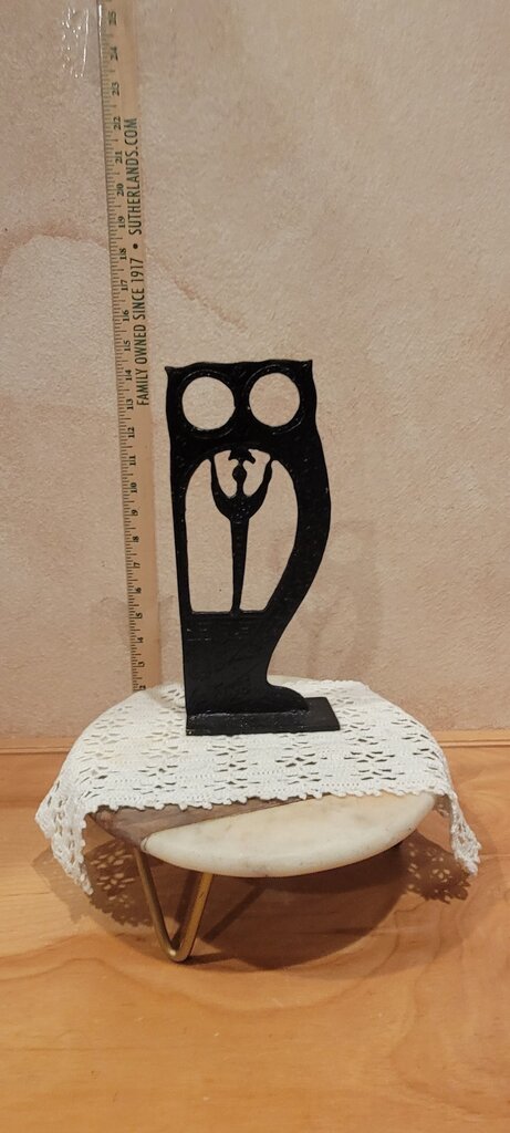 Vintage "Oxidized Bronze" Folk Art Sculpture Athena & Owl Brutalist Greek God dark academia