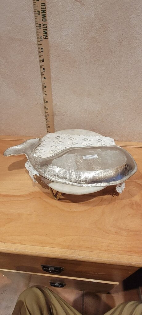 Decorative Polished Aluminum Whale Trinket / serving / display / shell Dish Tray Nautical Beach Decor Tableware barware