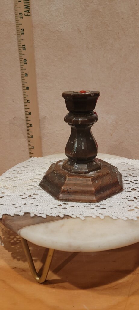 Vintage MCM Wooden Octagon base pillar Candle Stick Holder Mid Century Classic Design