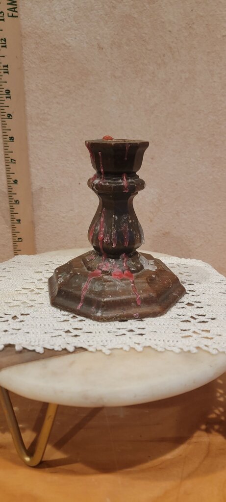 Vintage MCM Wooden Octagon base pillar Candle Stick Holder Mid Century Classic Design