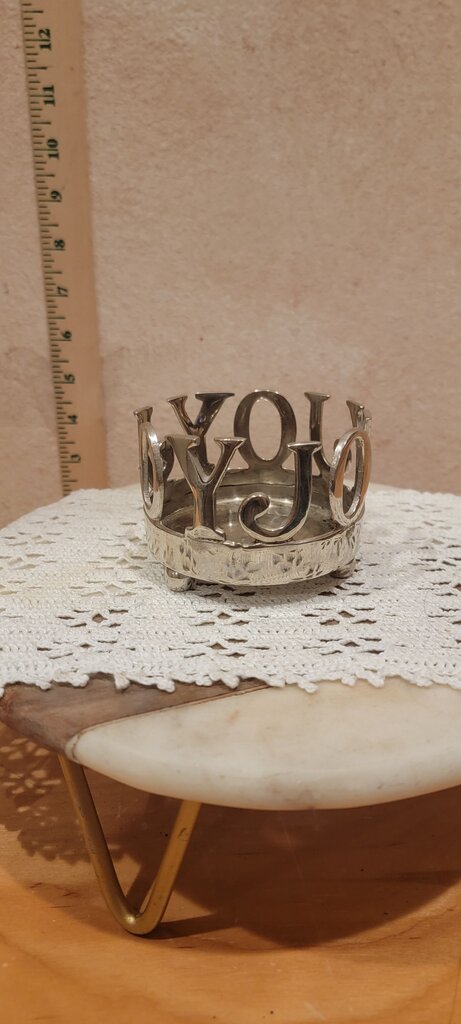 Joy Pillar Silver Colored Candle Holder Elegant Christmas, Holiday decor