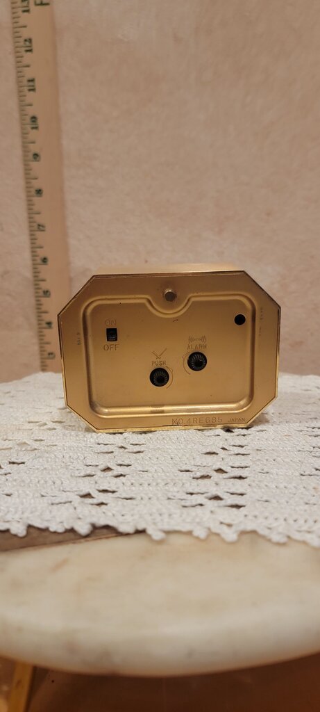 Vintage Linden Quartz Alarm Clock Table, Desk, Mantle carriage clock Elegant, MCM style Hollywood Regency