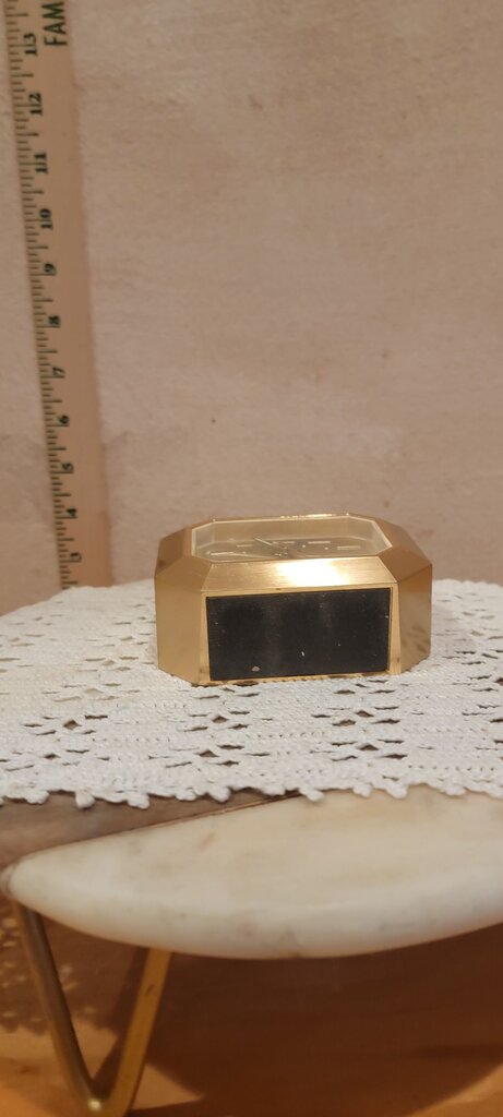 Vintage Linden Quartz Alarm Clock Table, Desk, Mantle carriage clock Elegant, MCM style Hollywood Regency