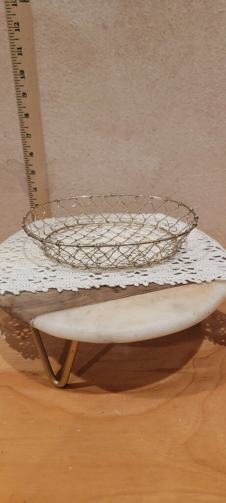 Vintage Gold Wire Basket weave display organizer, tableware, barware, vanity organizer Hollywood Regency Elegance