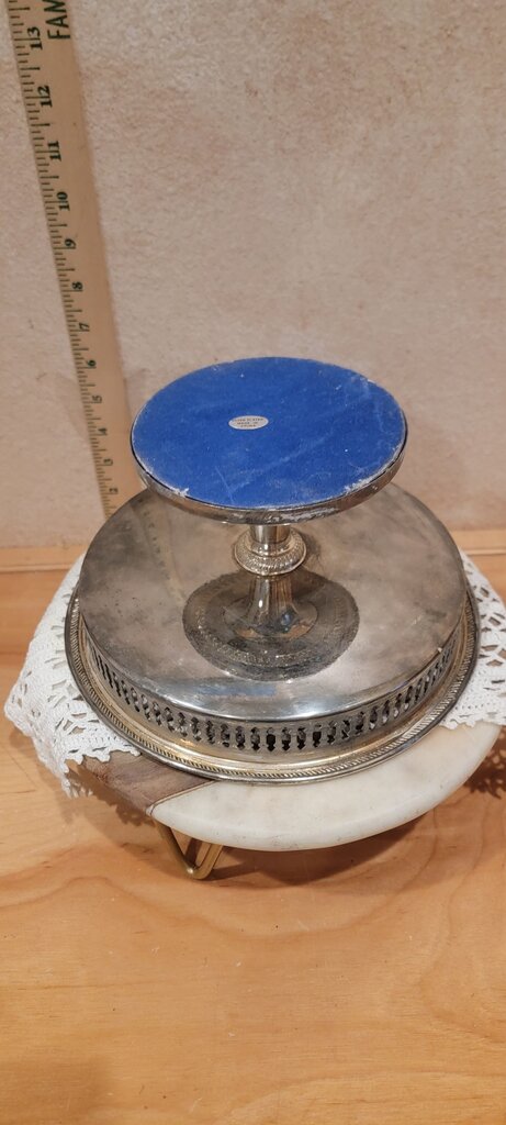 Vintage MCM Silver Pierced Reticulated Centerpiece Tazza Silver Plated Pedestal display riser, Tableware, Barware, Cloche base
