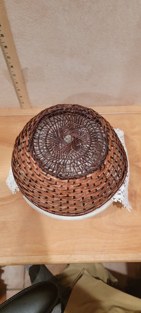 Handwoven Vintage Delicate Weave Dark & med stained Wicker Basket Decorative Basket bread server, napkin holder, table display