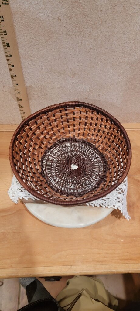 Handwoven Vintage Delicate Weave Dark & med stained Wicker Basket Decorative Basket bread server, napkin holder, table display
